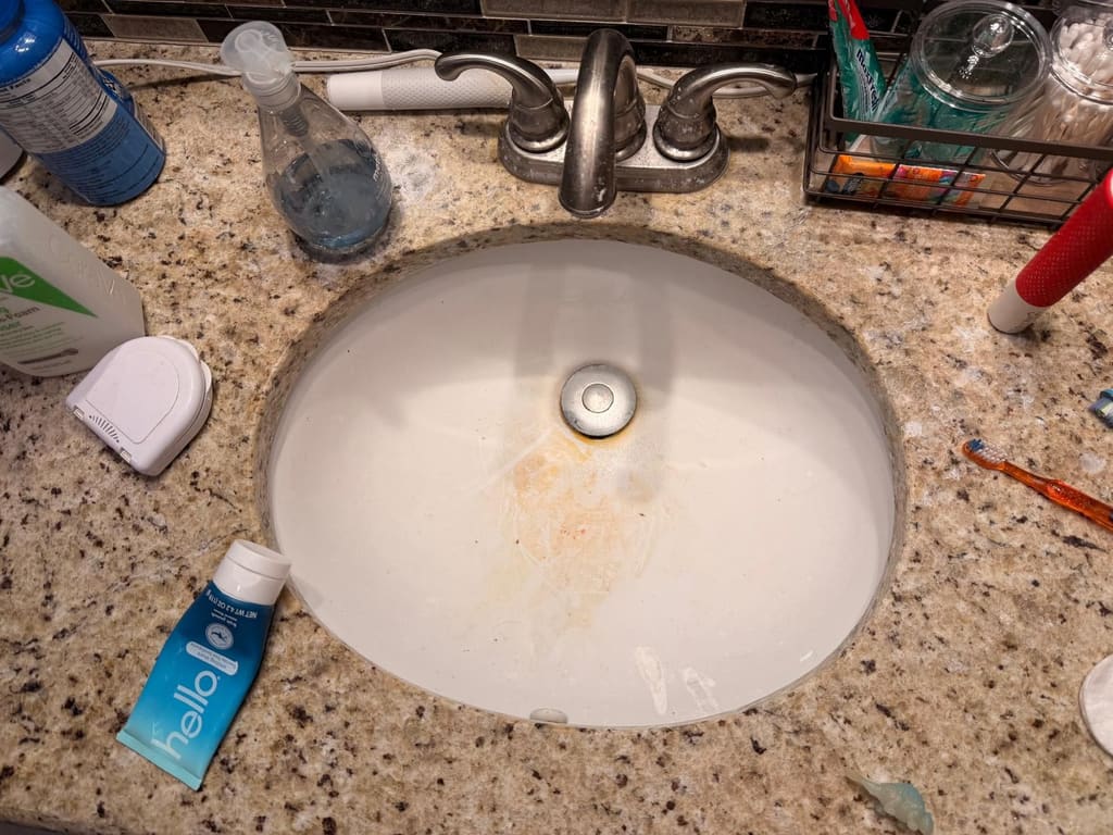Bathroom sink before cleaning